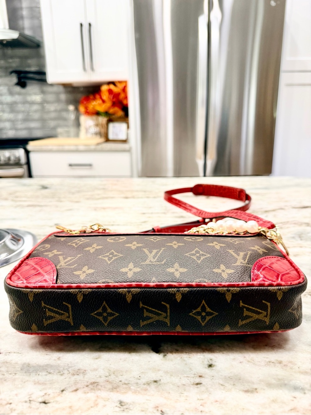 Louis Vuitton Authentic Monogram Custom Crossbody w/Crocodile Embossed Leather - Picture 7 of 14